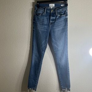 Frame Denim Le High Straight Slit Hem Ankle Jeans stretch Size 26